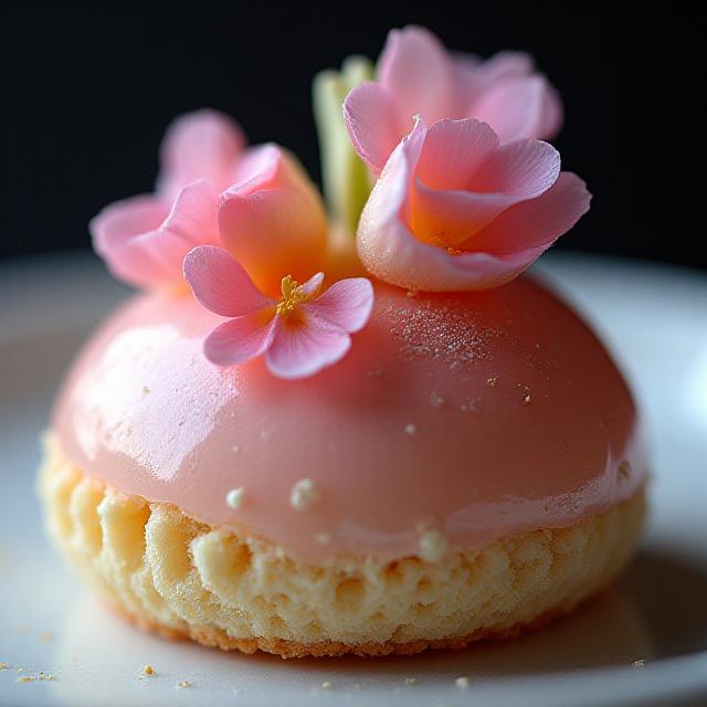 A deconstructed dessert with intricate sugar work.
